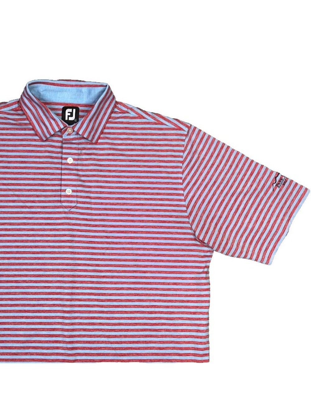 FootJoy Golf Polo Shirt Mens XL Red Blue Striped Park Hills Performance Preppy